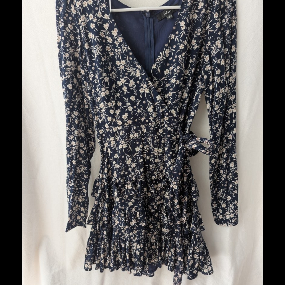 Lulu's Navy Floral Long Sleeve Dress